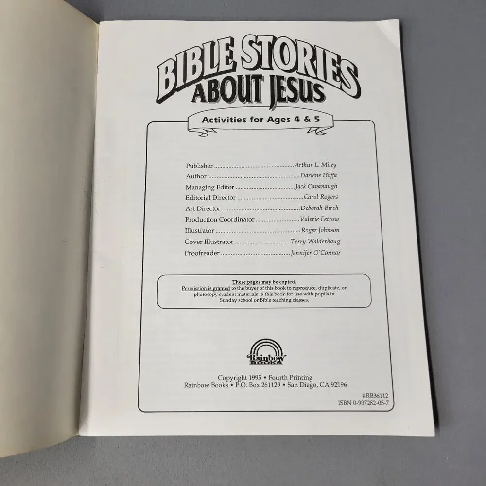 Bible Stories about Jesus Activities Book by Darlene Hoffa 1995 Paperback Kids - Picture 2 of 16